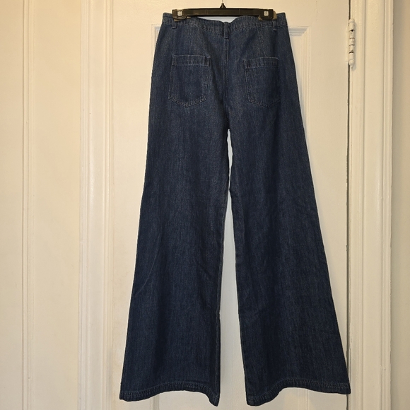 NWOT Amanda Uprichard Thalia Wide-Leg True Blue Denim Trousers | Sz Medium - Picture 8 of 16